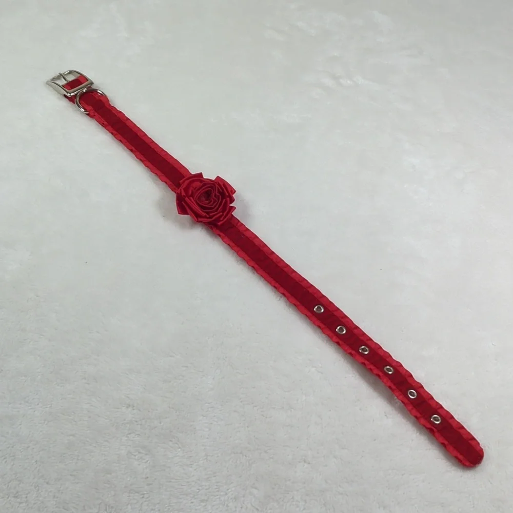 Red Velvet & satin dog collar L/XL